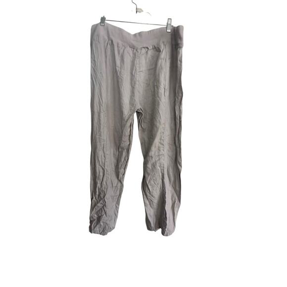 Eileen Fisher Tan Organic Linen Elastic Waist Drawstring Crop Pants Size XL - Picture 2 of 6